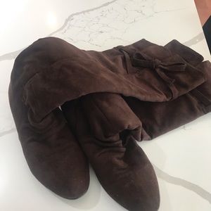 Brown suede newer knee high boots